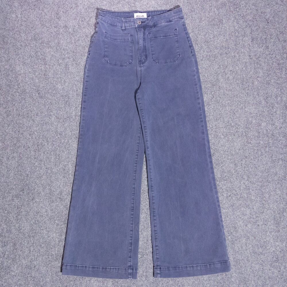 ROLLA’S Sailor Jeans Women's 28 High Rise Wide Leg Washed Navy Stretch Pants